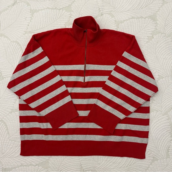 Free People Coastal Striped Cherry Gray Pullover- Size XL - Picture 2 of 10